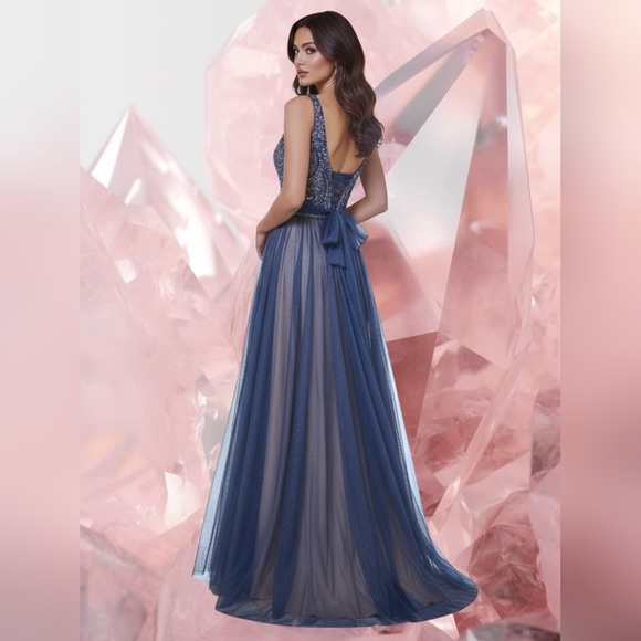 Fiesta Fashion Dresses & Skirts - Fiesta Fashion Backless Navy Blue & Nude Dress